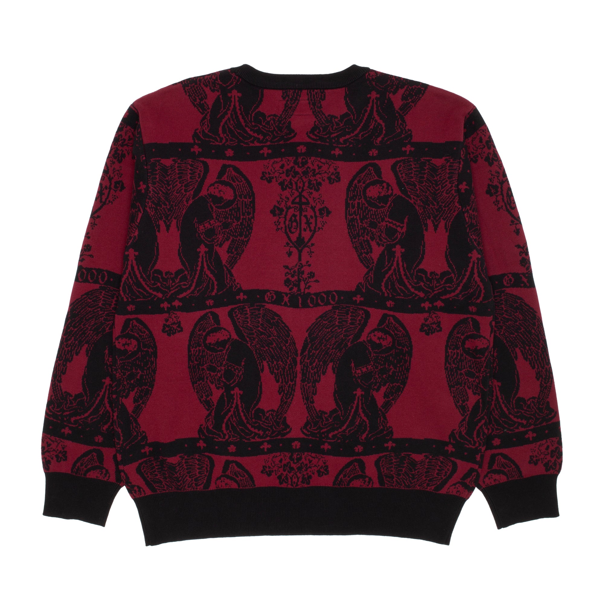 Jacquard Knit Angel Sweater [Black / Maroon] – GX1000