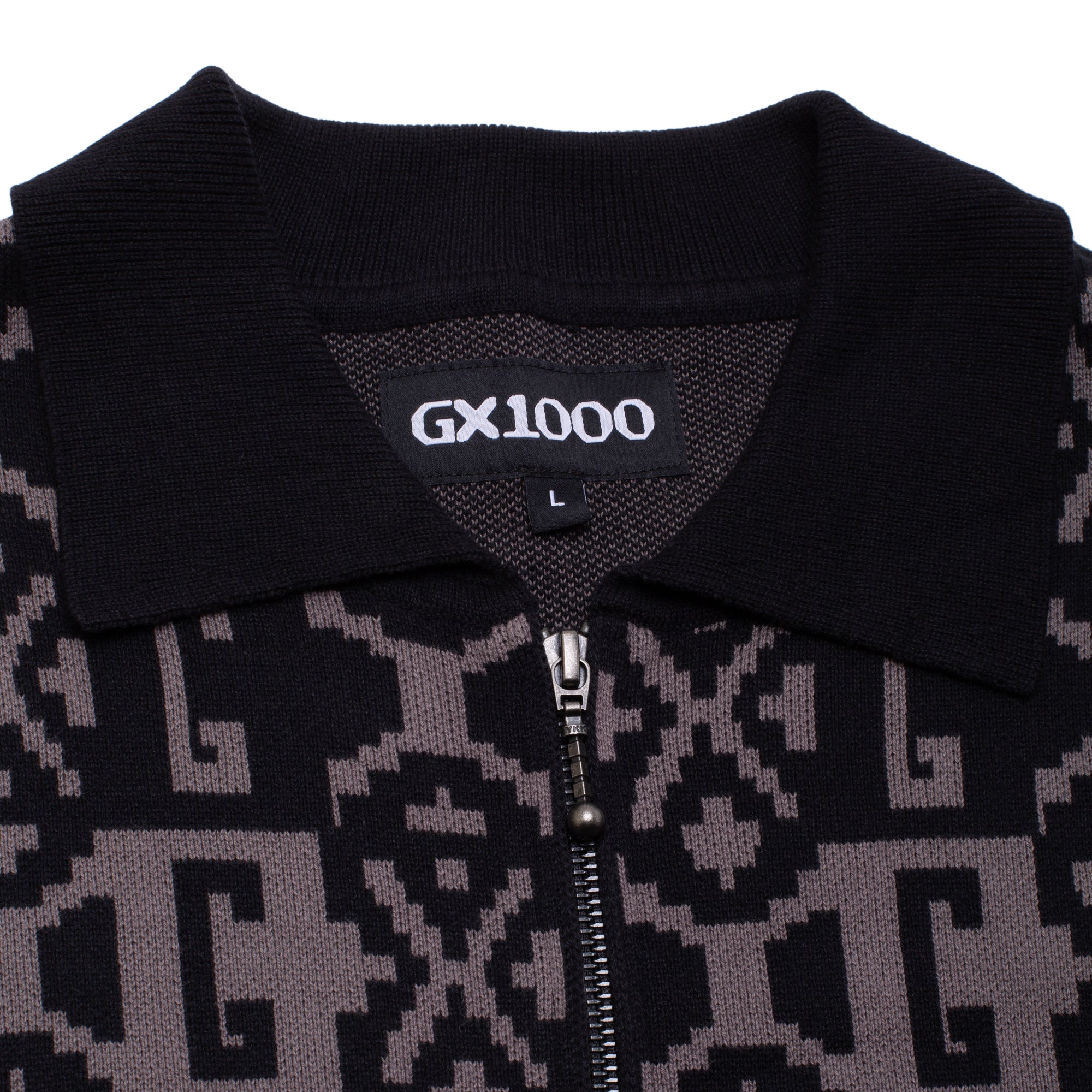 Jacquard Knit Zip Up [Black] – GX1000