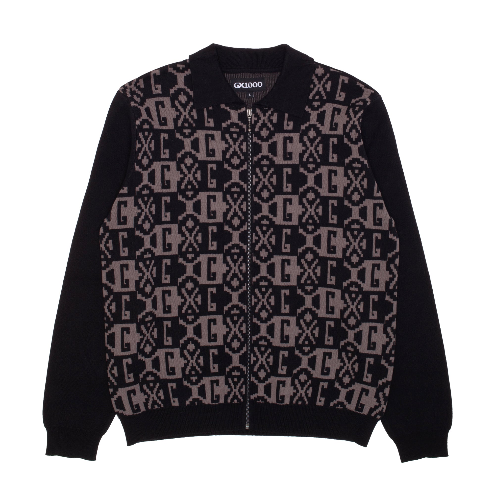 Jacquard Knit Zip Up [Black] – GX1000