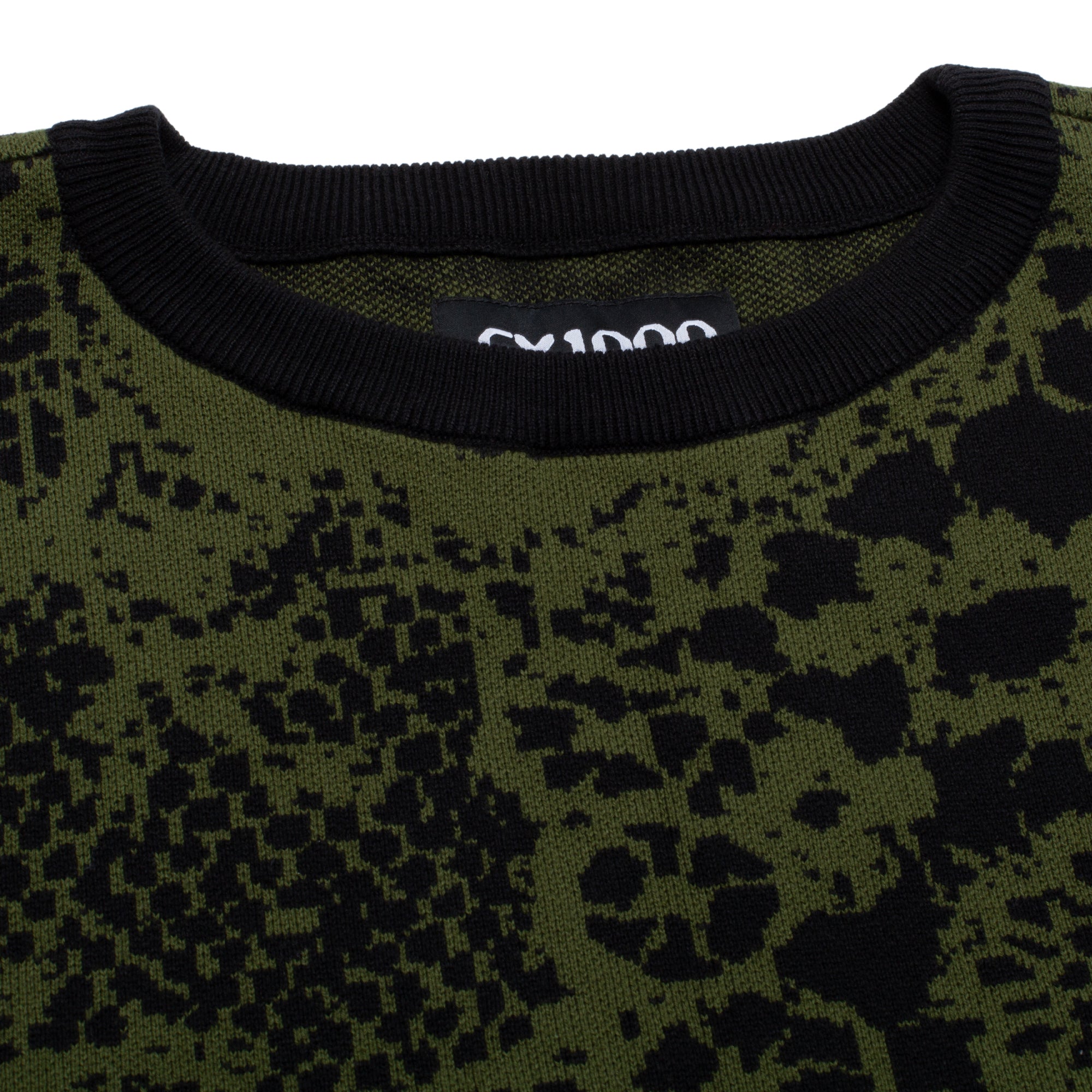 Jacquard Knit Sweater Laced [Green and Black] – GX1000