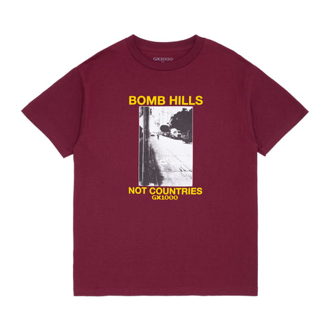 Bomb Hills Not Countries Tee [Burgundy W/ Yellow Font]