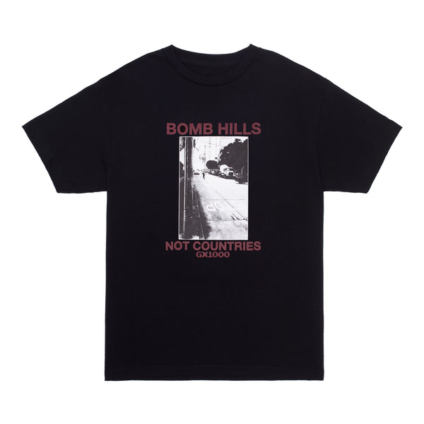 Bomb Hills Not Countries Tee [Black W/ Burgundy Font]