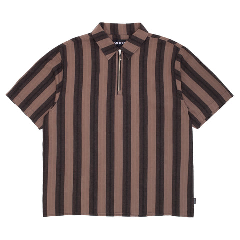 Zip Up Shirt [Brown Stripe]