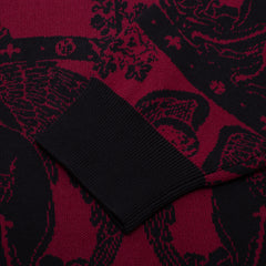Jacquard Knit Angel Sweater [Black / Maroon]