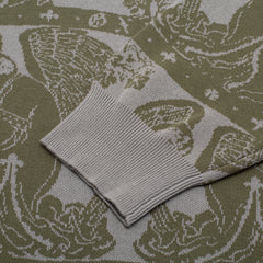 Jacquard Knit Angel Sweater [Grey w / Green]