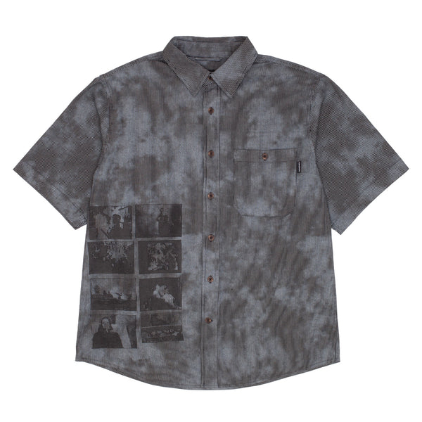 Short Sleeve Button Down  [Over Dyed w/ Bleach Spots]