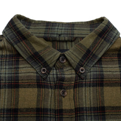 Long Sleeve Button Down Flannel  [Green Plaid]