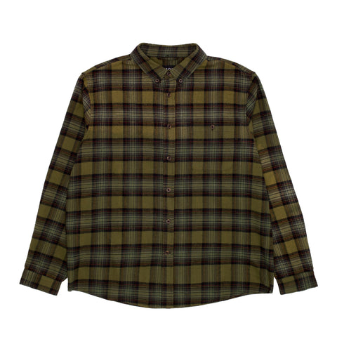 Long Sleeve Button Down Flannel  [Green Plaid]