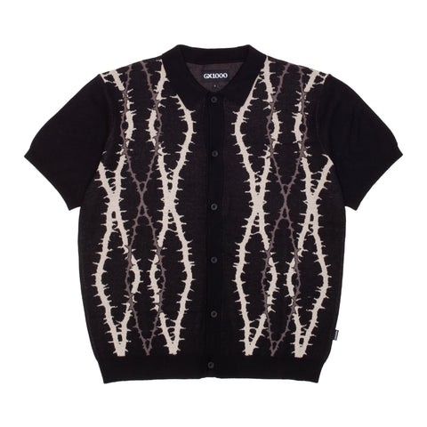 Knitted Polo S/S Button Up [Black]