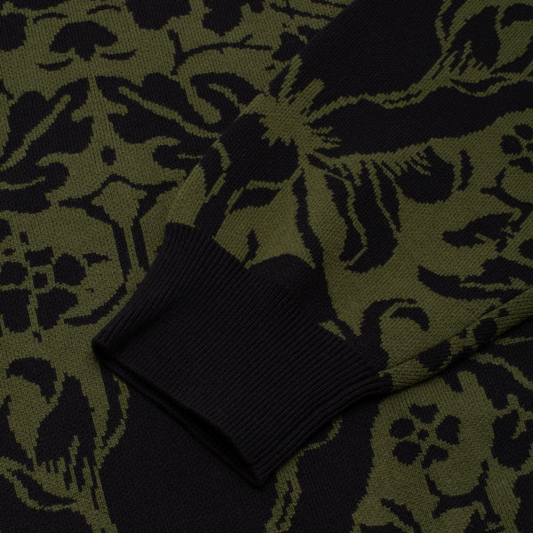 【GX1000】 Jacquard Knit Floral Sweater [Brown] GX1000 Jacquard Knit Floral Sweater - Brown/Cream – Route One
