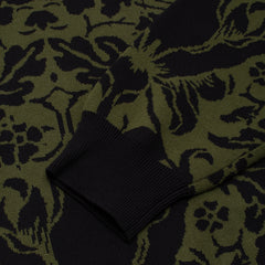 Jacquard Knit Floral Sweater [Black]