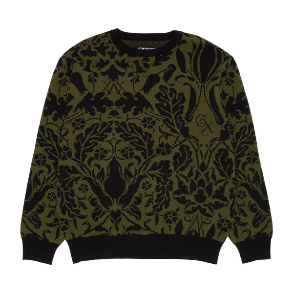 Jacquard Knit Floral Sweater [Black]