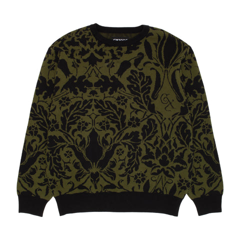 Jacquard Knit Floral Sweater [Black]