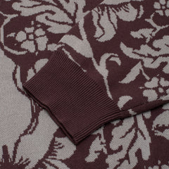 Jacquard Knit Floral Sweater [Brown]