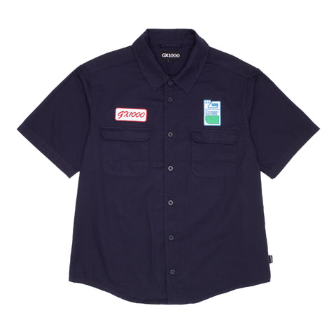 Fertilizer Short Sleeve Button Down Shirt [Dark Blue]