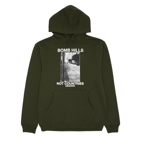 Bomb Hills Not Countries Hoodie [Green w/ White Font]