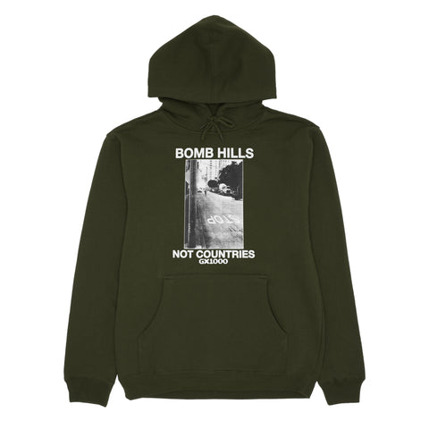 Bomb Hills Not Countries Hoodie [Green w/ White Font]