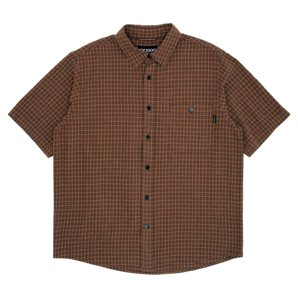 Short Sleeve Button Down  [Brown Plaid]