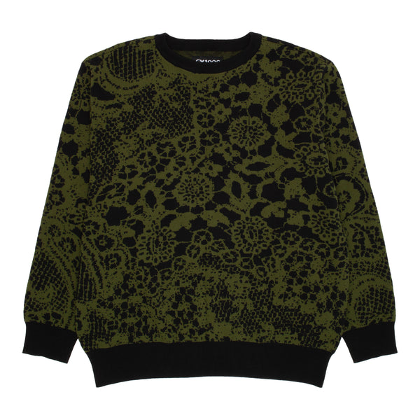 Jacquard Knit Sweater Laced [Green and Black]
