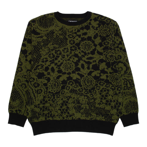 Jacquard Knit Sweater Laced [Green and Black]