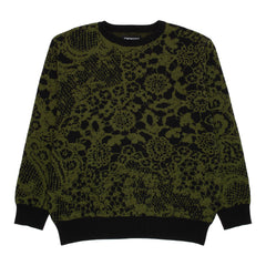 Jacquard Knit Sweater Laced [Green and Black]
