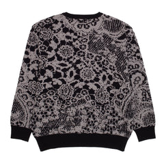 Jacquard Knit Sweater Laced  [Grey and Black]