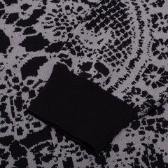 Jacquard Knit Sweater Laced  [Grey and Black]